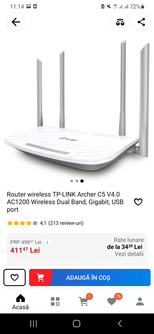 Router wireless TP-LINK Archer C5 AC1200