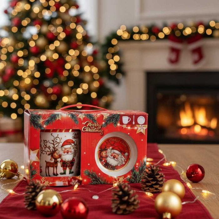 Премиум коледен подаръчен сет – керамична чаша с аксесоари.