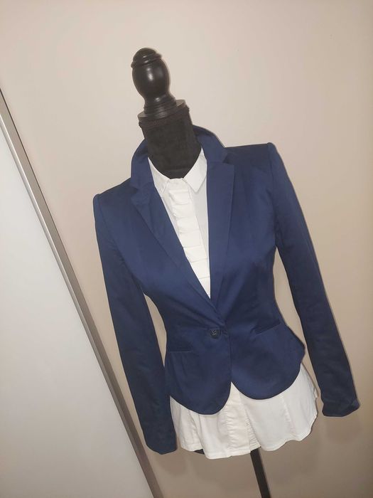 Jachetă sacou h and m albastru office cambrată