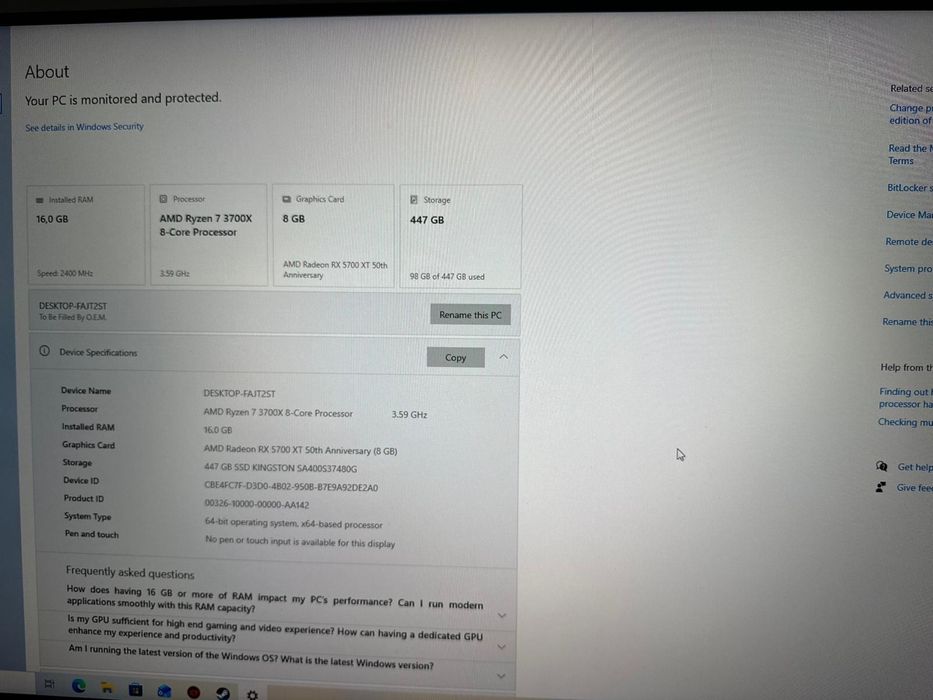 Calculator Gaming Performant Ryzen 7 , AMD RX