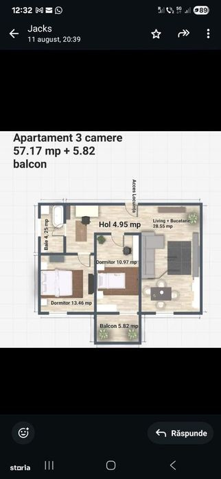 Apartament 3 camere de vanzare Iasi Miroslava, Balciu