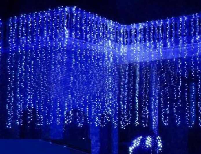 LED Завеса Син цвят 3х 3 / 3 х 2.20метра ЛЕД КРИСТАЛ опция снаждане