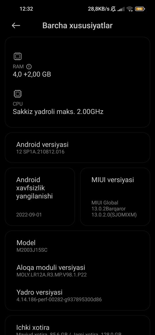 Redmi note 9 6.128