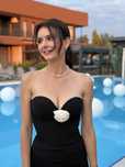 Rochie neagra lunga eleganta Glamoshop