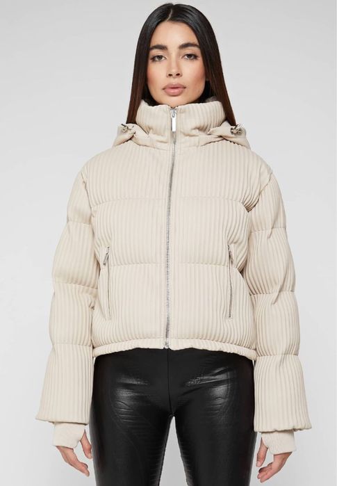 Зимно яке в бежаво с кожа Maniere de voir