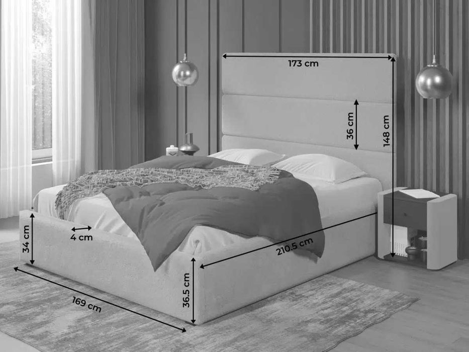 Pat tapitat Hera rabatabil 173x144 C2 cu blanita plusata Crem Lapit 29