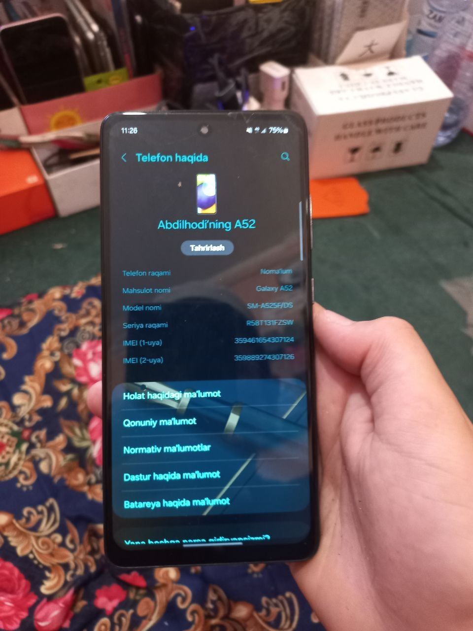 Samsung a52 hotira 8ga 128