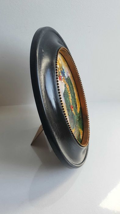 TABLOU NOU MODERN,"GREEN DAY", pictura ulei, rama ovala, pictor roman