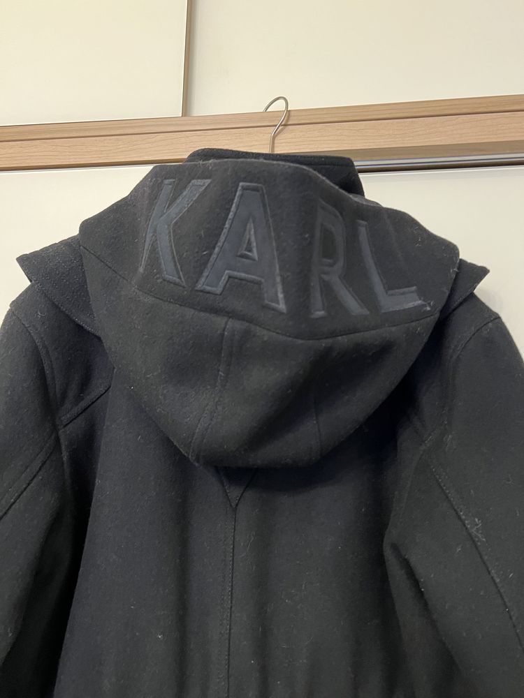Karl Lagerfeld палто тип дълго яке оргинал-вълна. Палто с къс косъм