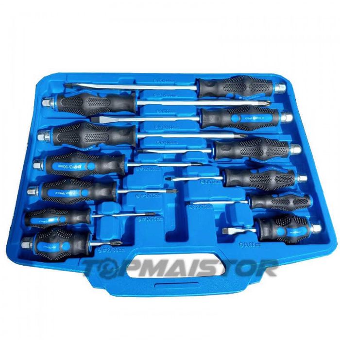 НЕМСКИ Професионални Ударни Отвертки В Куфар 12 броя + ЛЕД ФЕНЕР