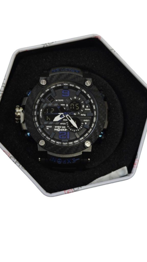 Водоустойчив спортен дигитален часовник EXPONI "Двоен екран,подсветка,