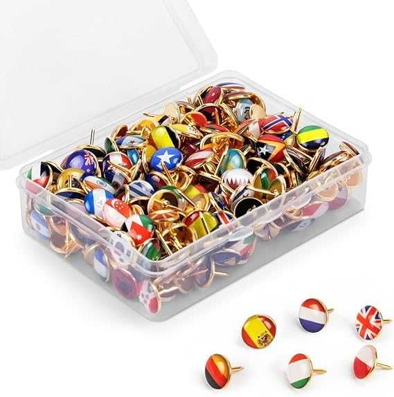 Знамена за карта на света за стена Flag pins