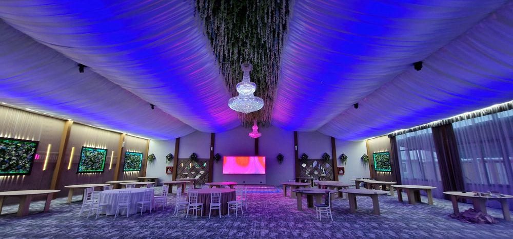 Plante artificiale decor sala evenimente drapaj corturi riflaj lumini