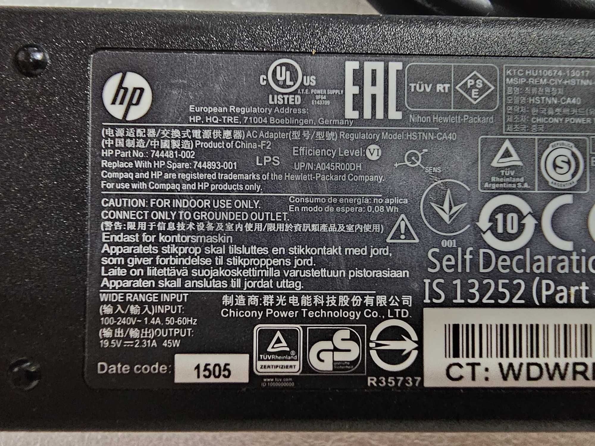 Incarcator laptop HP 45W 2.31A 19.5V HSTNN-CA40, mufa: 7.4*5.0mm