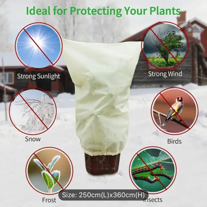 Husa protecție de fleece pt pomi/plante, cu fermoar:250cm (L)x360cm(H)