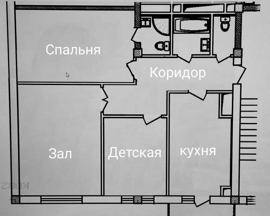 Юнусабад 2 Просторная трехкомнатная квартира-коробка  Метро Шахристан;
