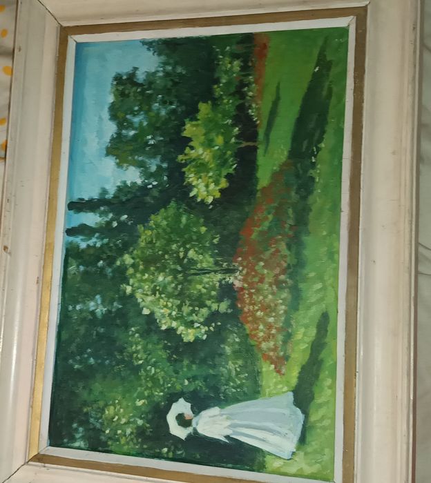 Tablou reprodus manual în ulei pe pânză după celebra lucrare „Femeie c