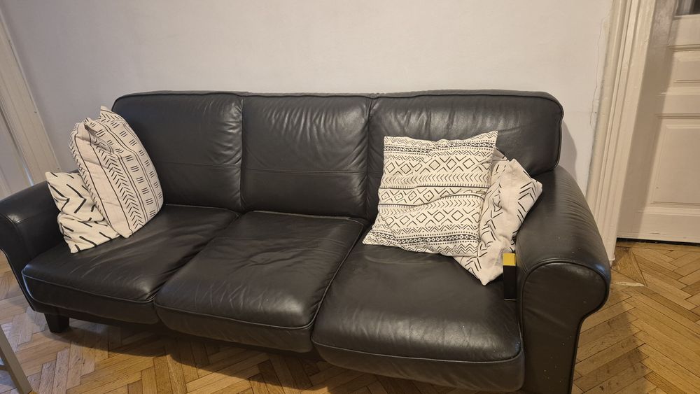 Canapea 3 locuri piele maro inchis 2m