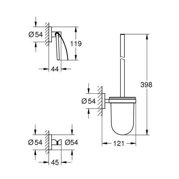 Grohe Essentials - Set accesorii toaletă 3 în 1, crom 40407001