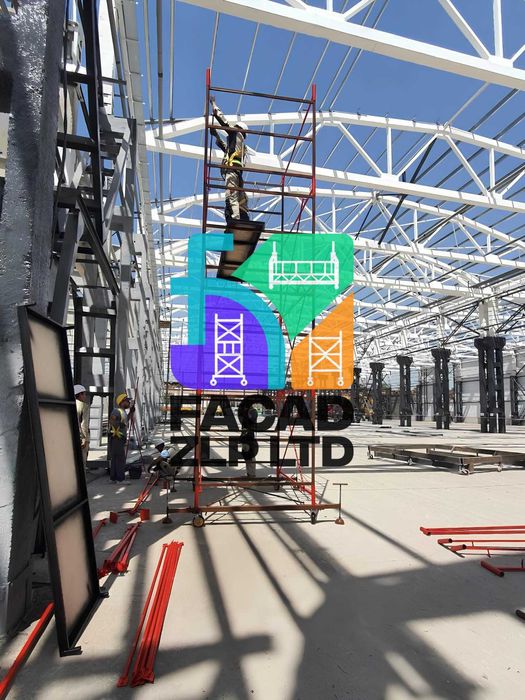 Мобильная вышка тура (леса на колесах) с настилами, изготовление