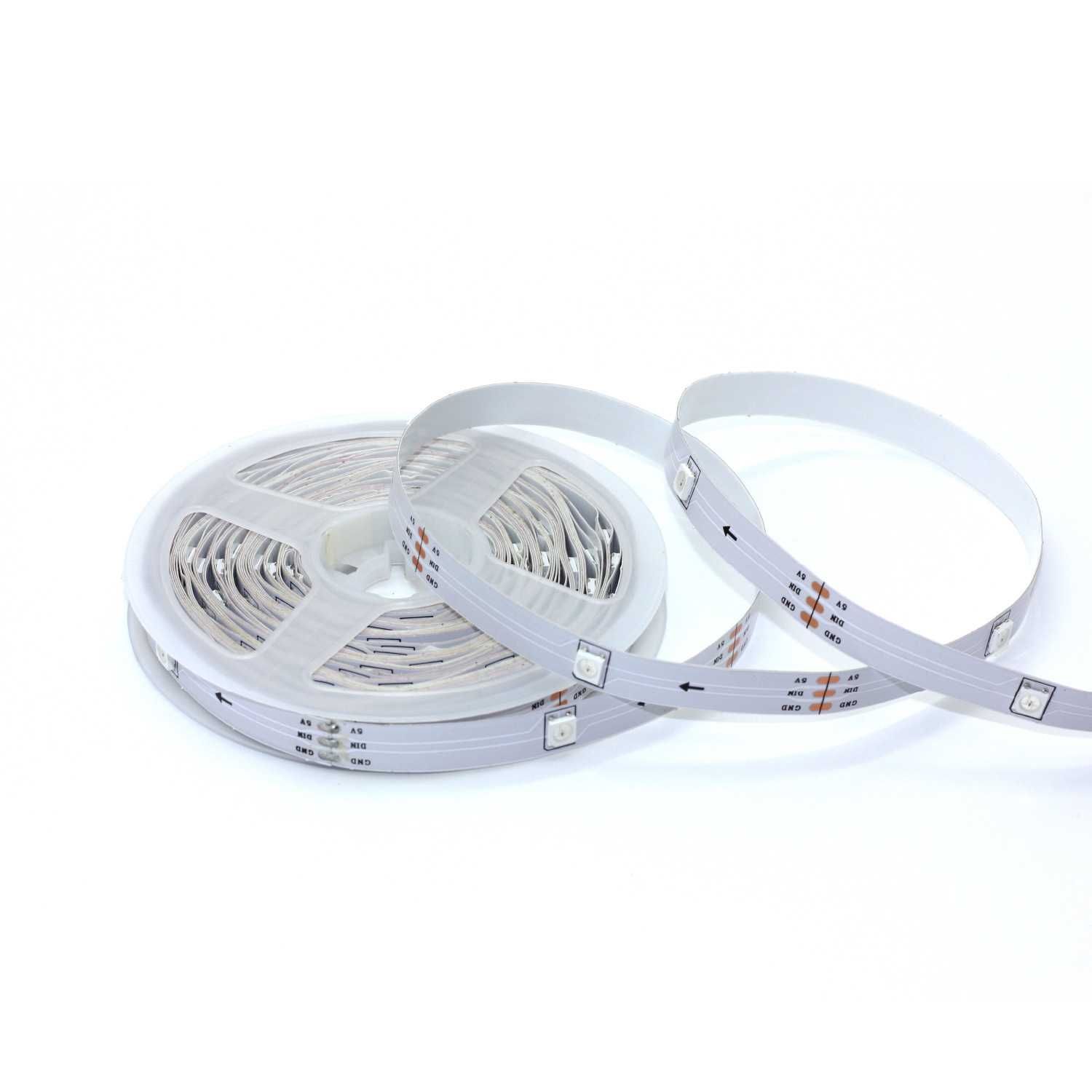 5м LED Лента RGB-IC Bluetooth, Цветомузика Преливащи Цветове Mic, APP