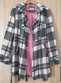 Палто в сиво, розово и бяло - М размер