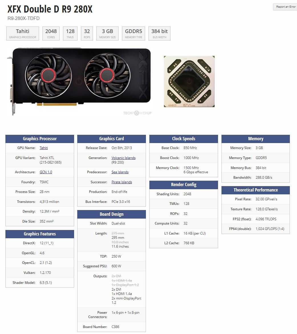 Видео карта XFX Radeon R9 280X 3GB DDR5