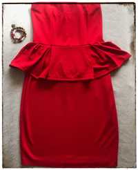 Червена рокля тип бюстие