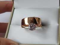 GR70,inel placat aur 14k,model logodna, lat,zirconiu alb