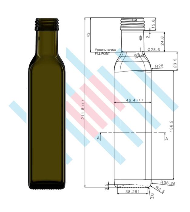 стеклянные бутылки 250 мл (Мarasca  250 g)