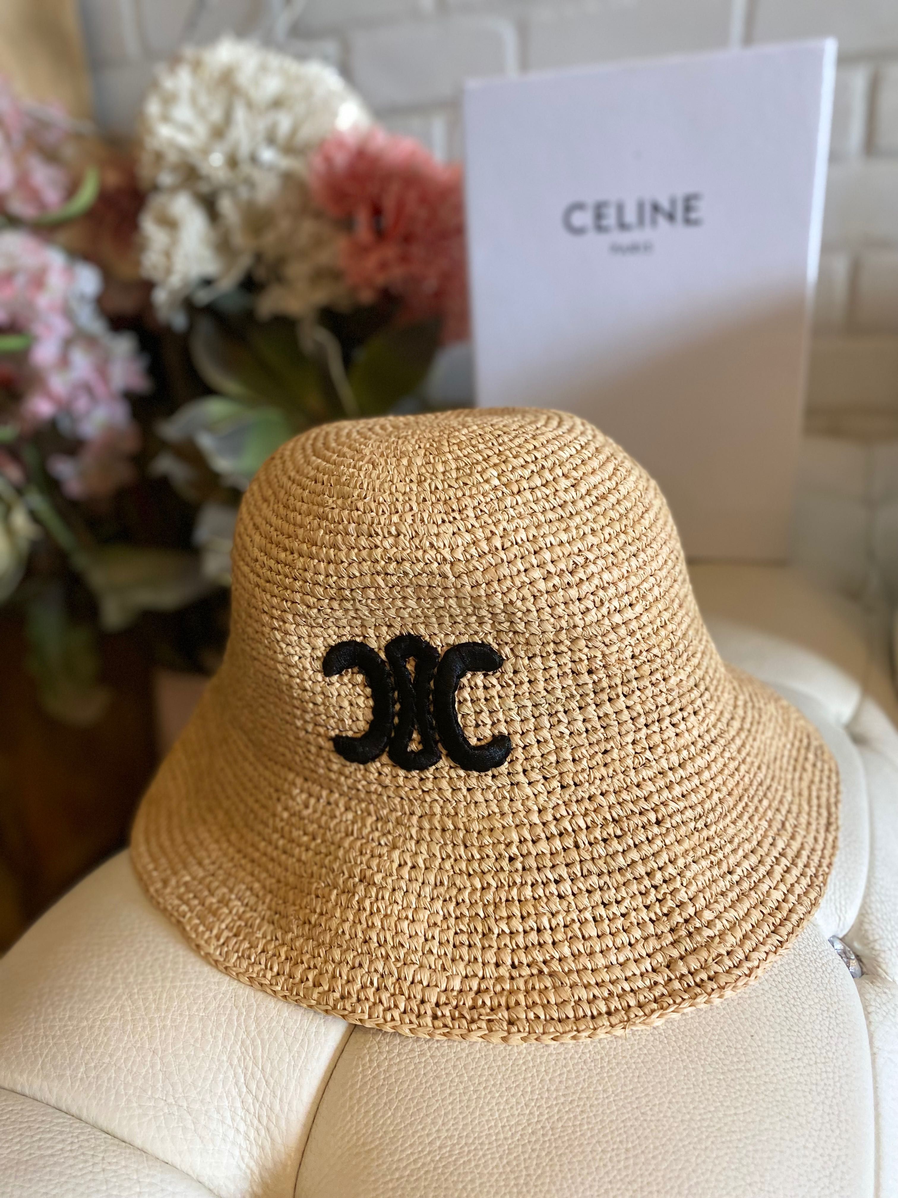 Шапка Селин*Celine Triomphe Raffia bucket hat original