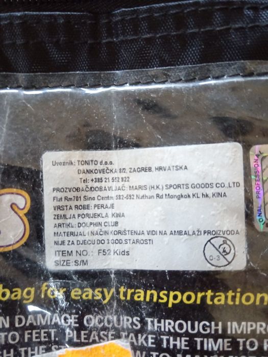 Labe de înot pentru copii – Dolphin Club, mărime S/M + husă transport