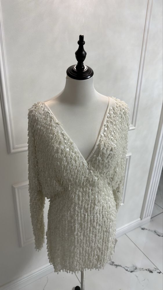 Rochie Asos alba cu perle