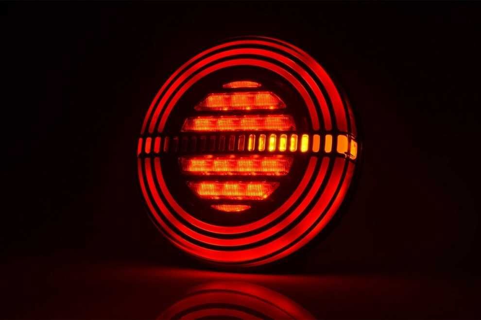 Кръгли LED Стопове Хамбургер с Бягащ Мигач Динамичен, Неон 12v 24v