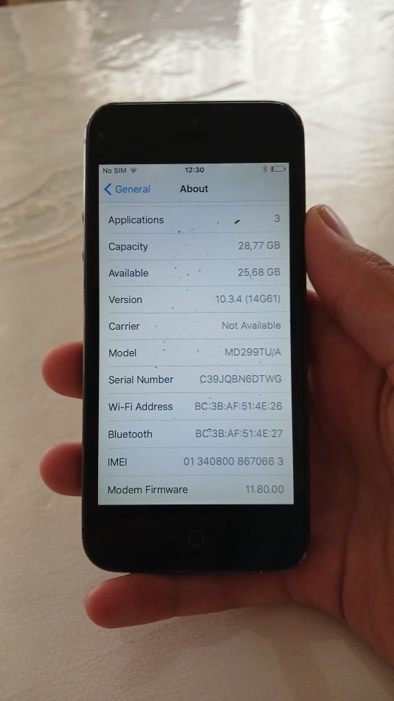 iPhone 5 32GB TU/A — iCloud toza, holati yaxshi