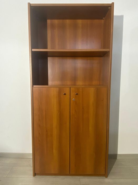 Neoset Bibliotecă 94 cm; Dulap Depozitare cu Rafturi și Uși; Etajeră