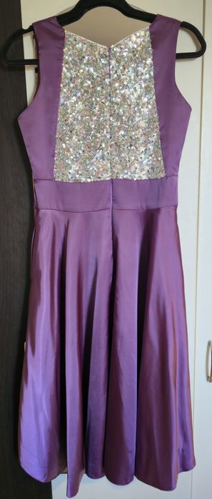 Set rochii mamă-fiică mov cu paiete argintii