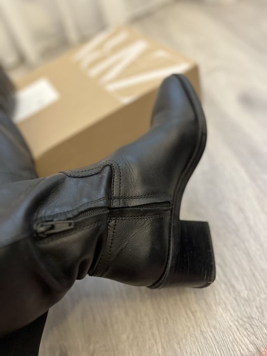 Cizme pana la genunchi din piele Zara