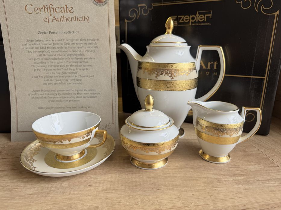 Чайный фарфор Цептер оригинал 22 карата золота