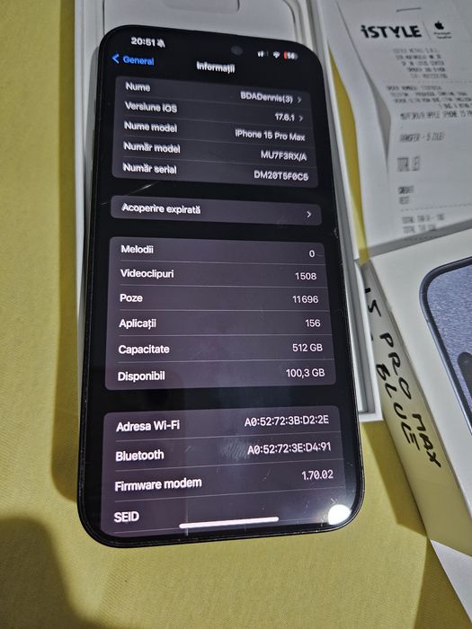 Vând IPhone 15 Pro Max