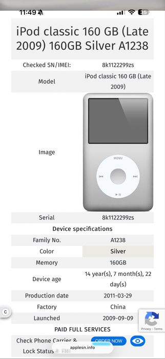 iPod Classic 7 160Gb Gri Stare Foarte Buna