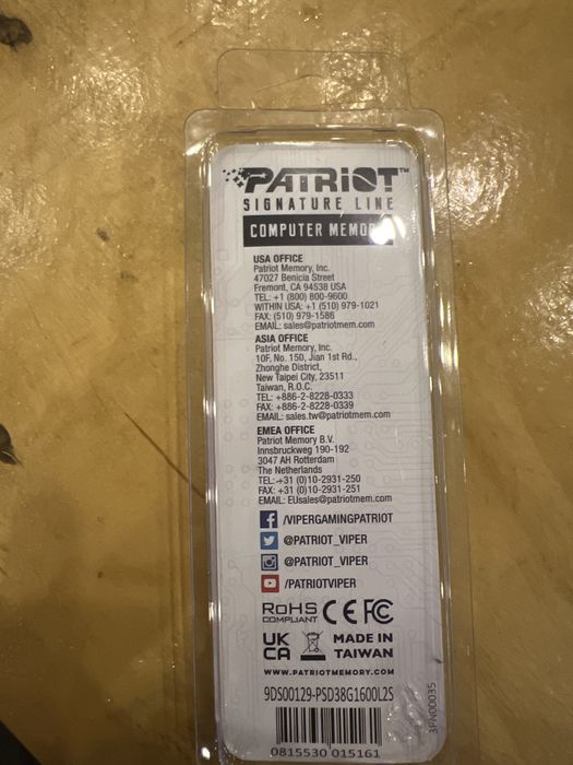 Продам ОЗУ DDR3 Patriot