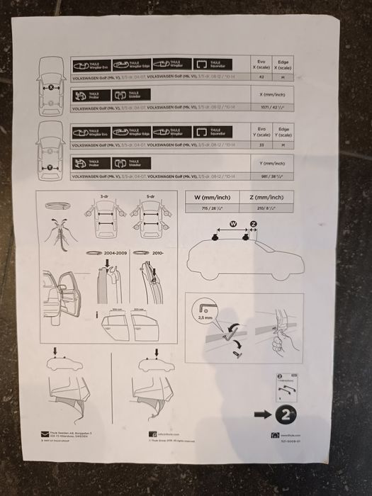 Thule bare kit 5009 Golf MK 5 si MK 6