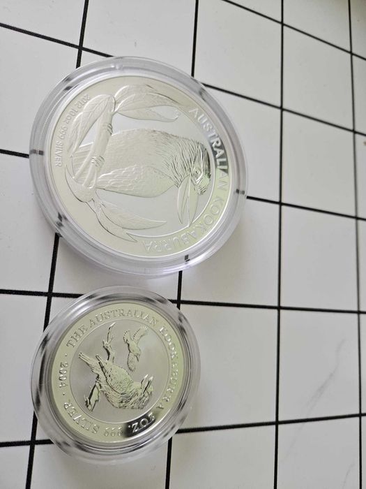 1 oz, 2 oz, 10 oz и 1 кг сребърна монета австралийска кукабура