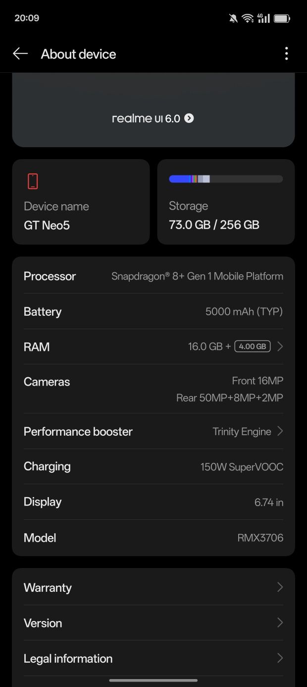 Realme "gt neo 5"  16gb ram