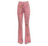 Pantaloni roz, evazati, elastici
Pantaloni roz ,evazați, elastici 

-