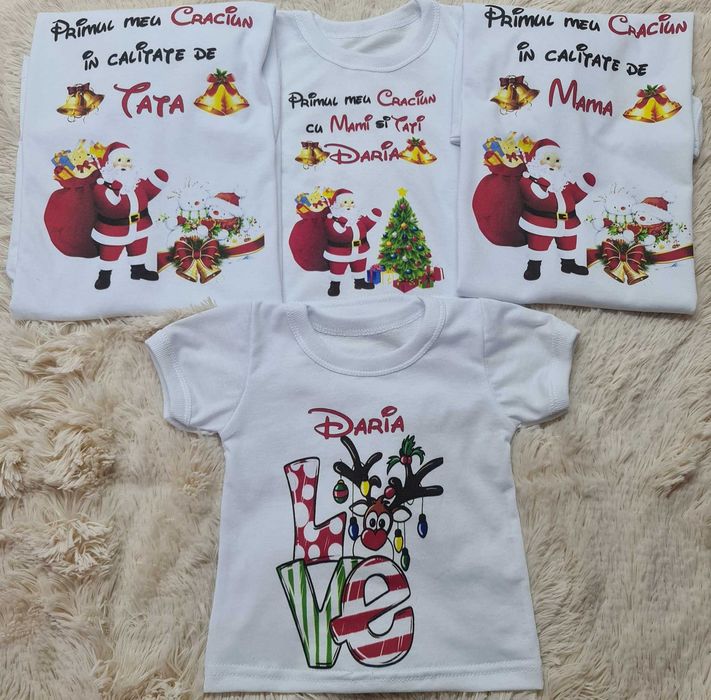 Tricouri Crăciun + Cadou Personalizat – Set Familie