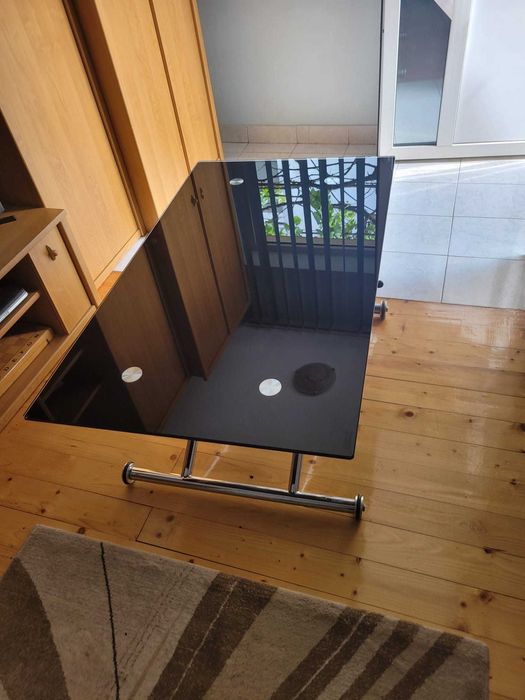 Masa sufragerie 120x70 sticla/inox reglabila