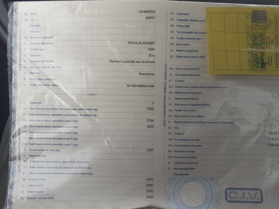 Remorca auto agricolă