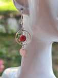 Vechi cercei etnici din argint de 925 cu piatra rosie, dreamcatcher